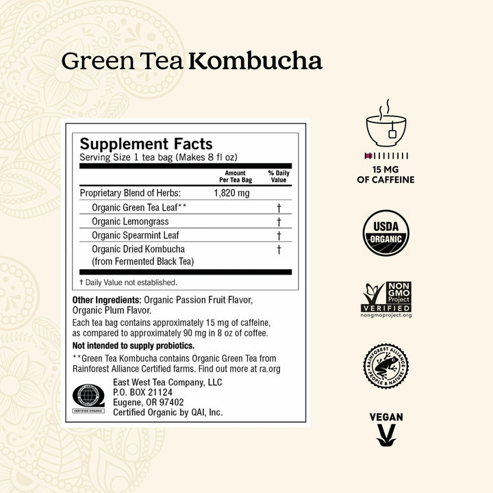 Yogi Green Tea Kombucha, 16 Count, Pack of 6