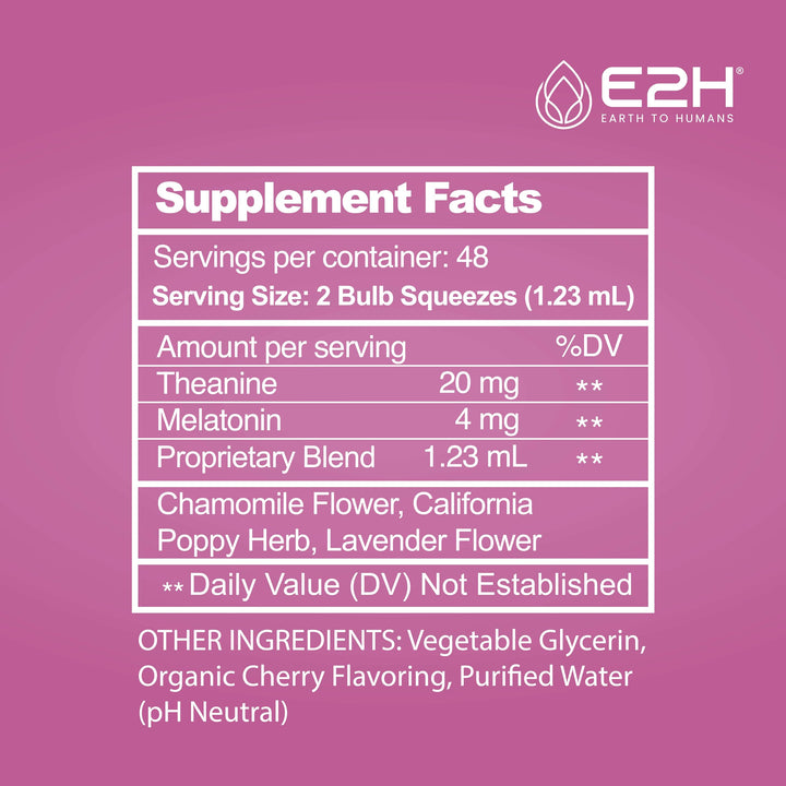 E2H Earth to Humans Natural Sleep Aid Liquid Melatonin, Chamomile, 2 Count