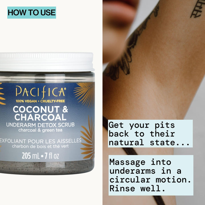 Pacifica Underarm Body Scrub, Coconut & Charcoal, 7 fl oz