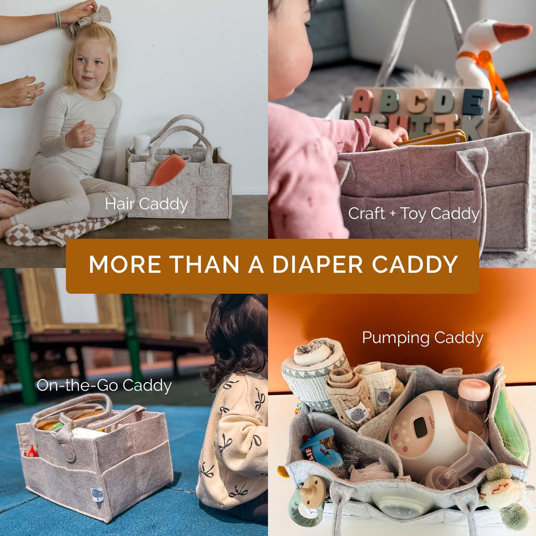 Parker Baby Co. Felt Diaper Caddy Organizer, White