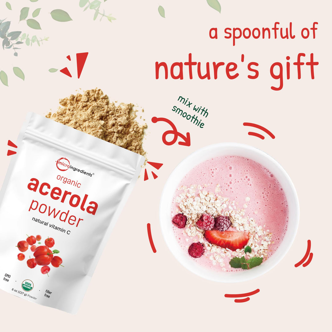 Micro Ingredients Acerola Cherry Powder, Organic, 8 oz