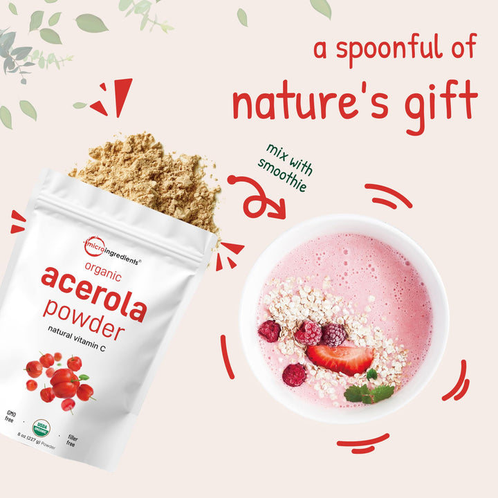 Micro Ingredients Acerola Cherry Powder, Organic, 8 oz