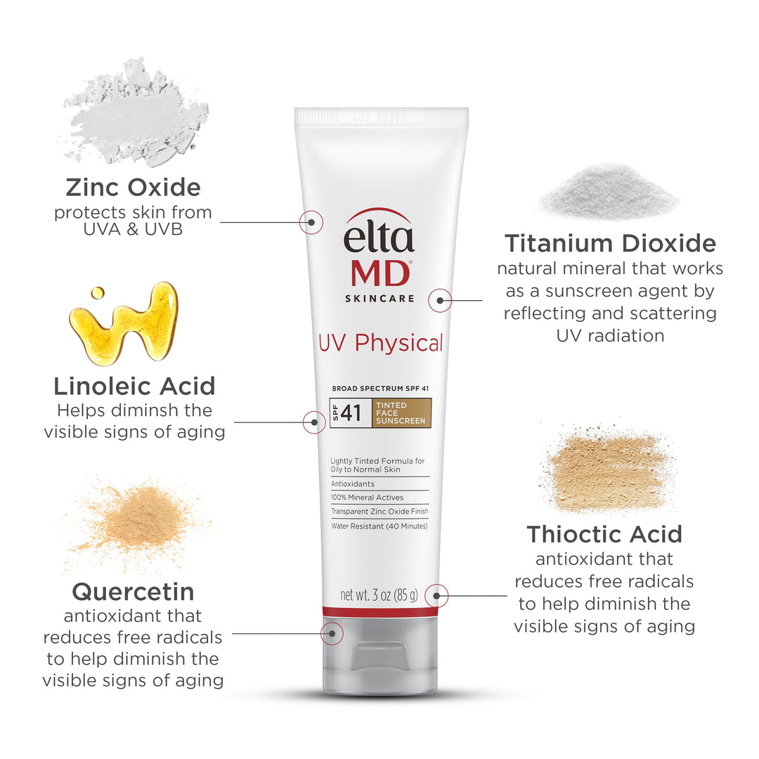 EltaMD UV Physical Tinted Face Sunscreen, SPF 41, 3 oz
