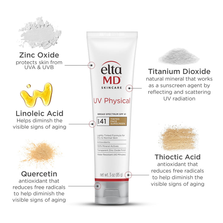 EltaMD UV Physical Tinted Face Sunscreen, SPF 41, 3 oz