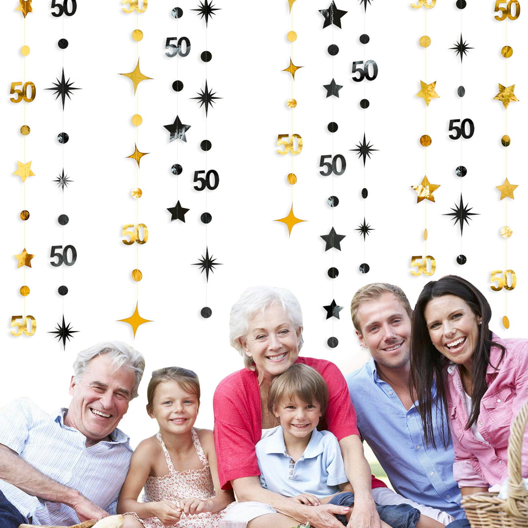 Pink Blume 50th Birthday Decorations, Black Gold, 50 Count