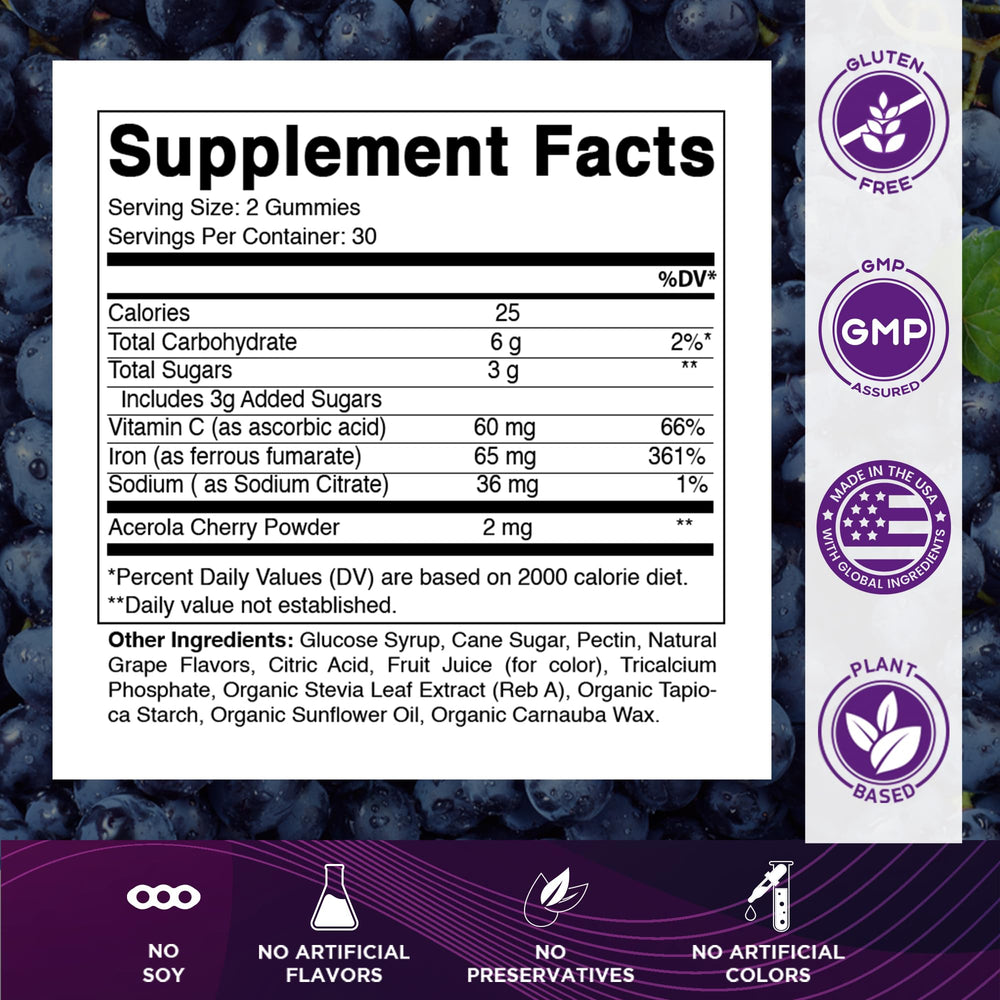 Vitamatic Iron 65 mg With Vitamin C, 60 Count