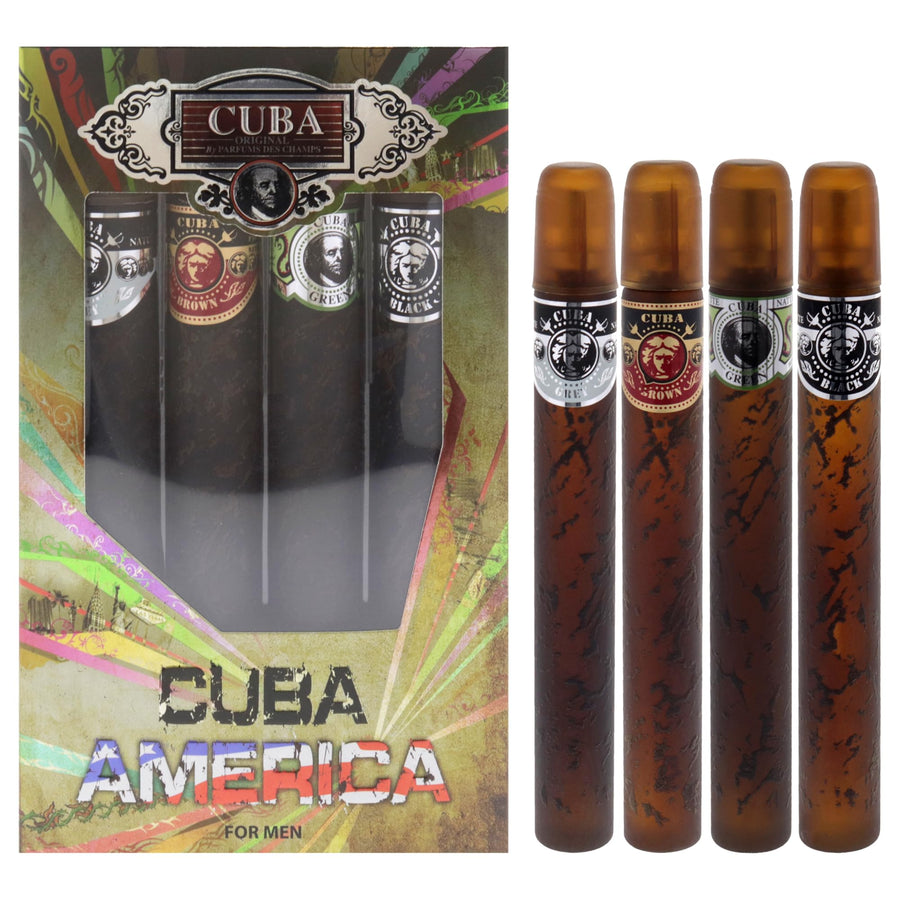 Cuba America 4-Piece Set, Black Brown Green Grey, 4 x 35 ml