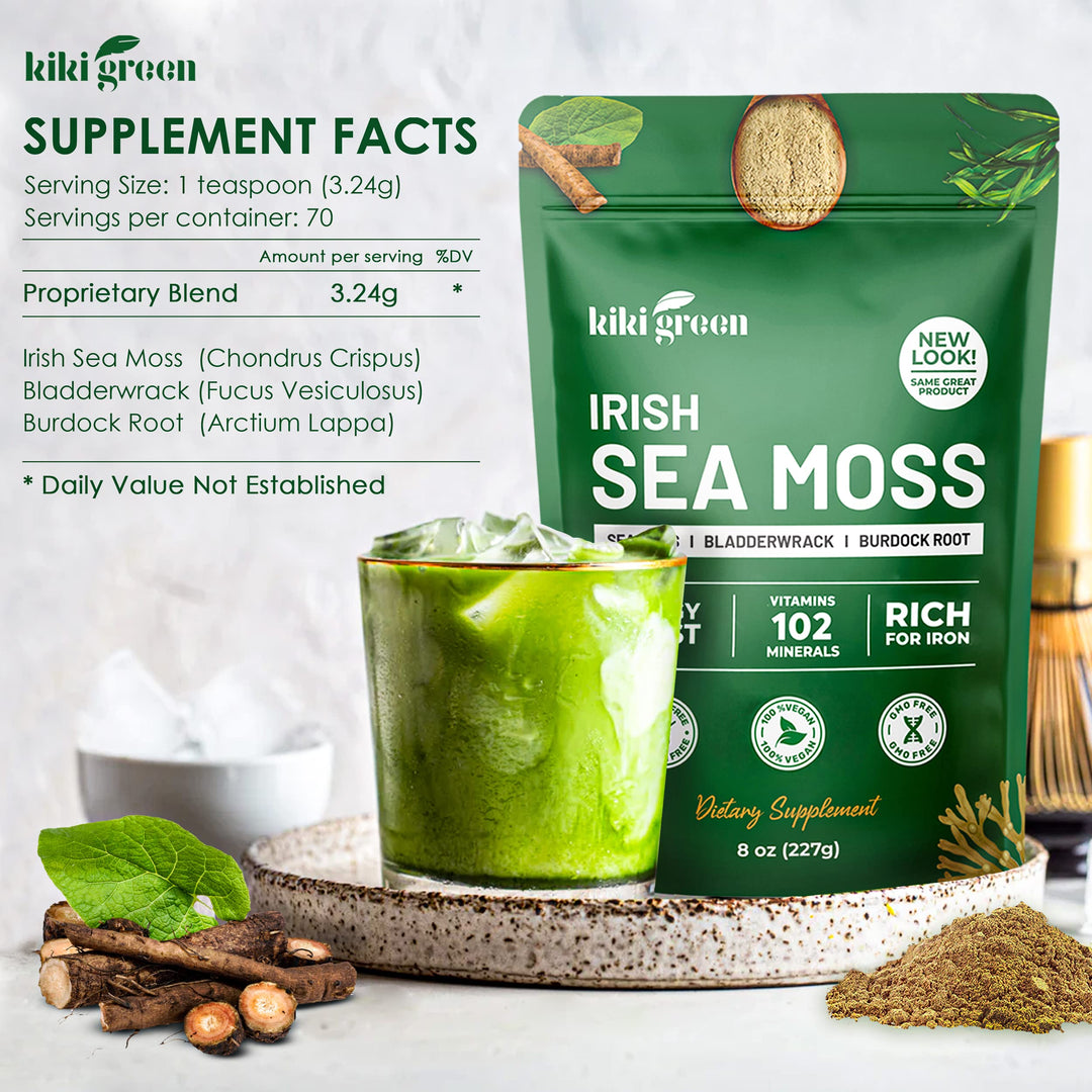 KIKI Green Irish Sea Moss Powder, 8 oz