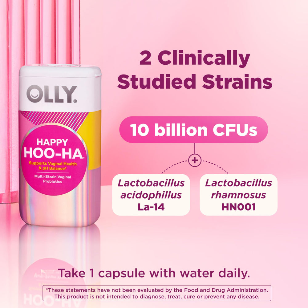 OLLY Happy Hoo-Ha Probiotic Capsules, 10 Billion CFU, 25 Count