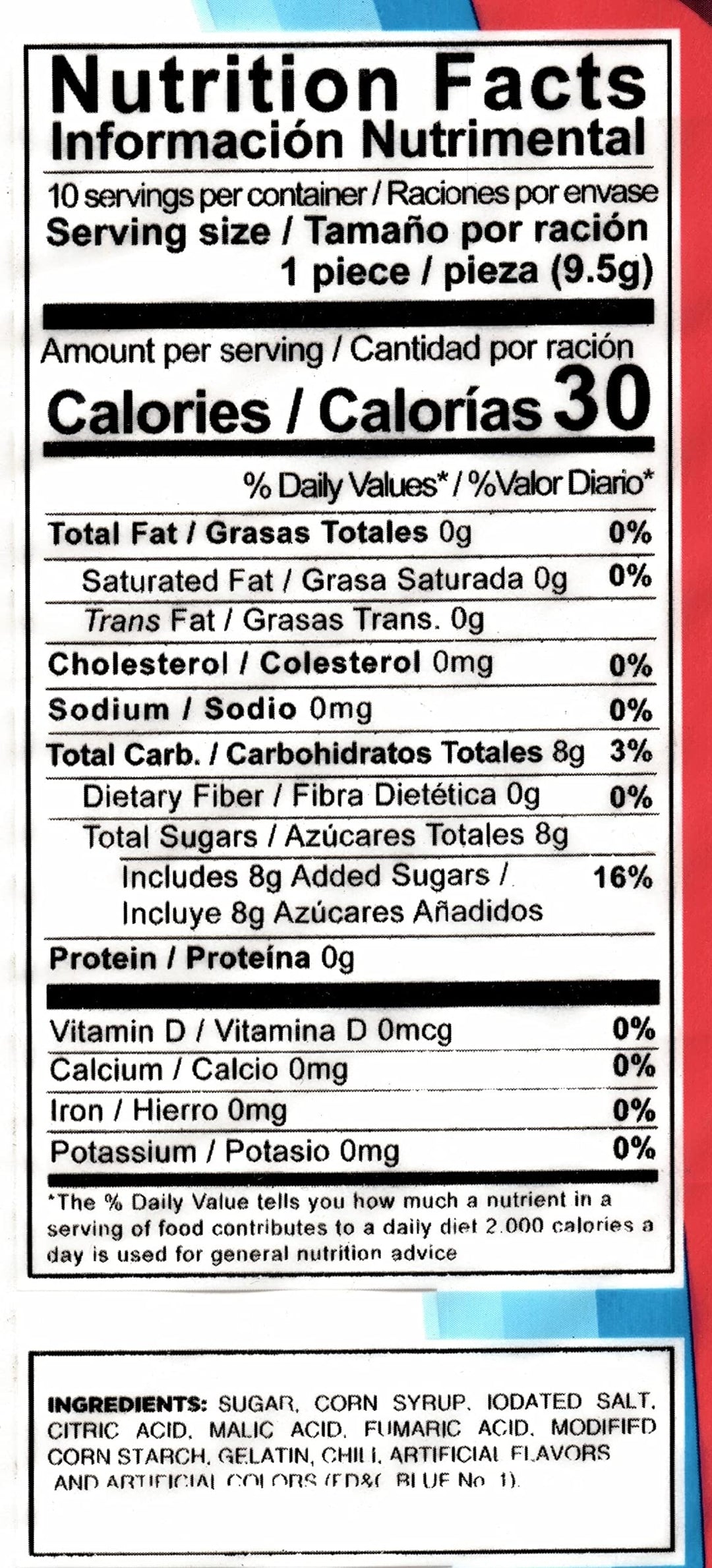 Dulces Pigui Slaps Tamarind Blue Flavor, 10 Count
