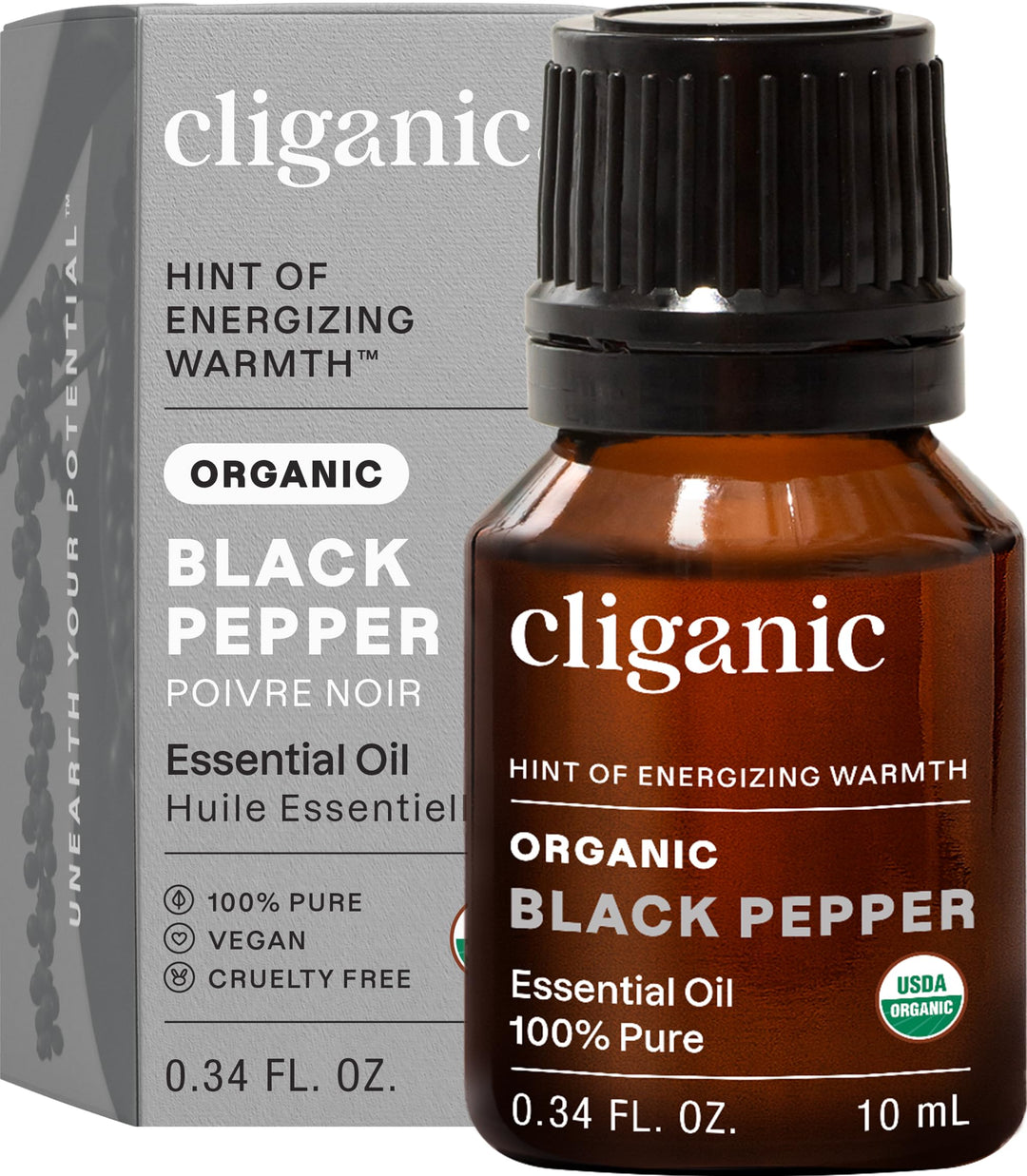 Cliganic Organic Black Pepper Essential Oil, 100% Pure, 1 fl oz