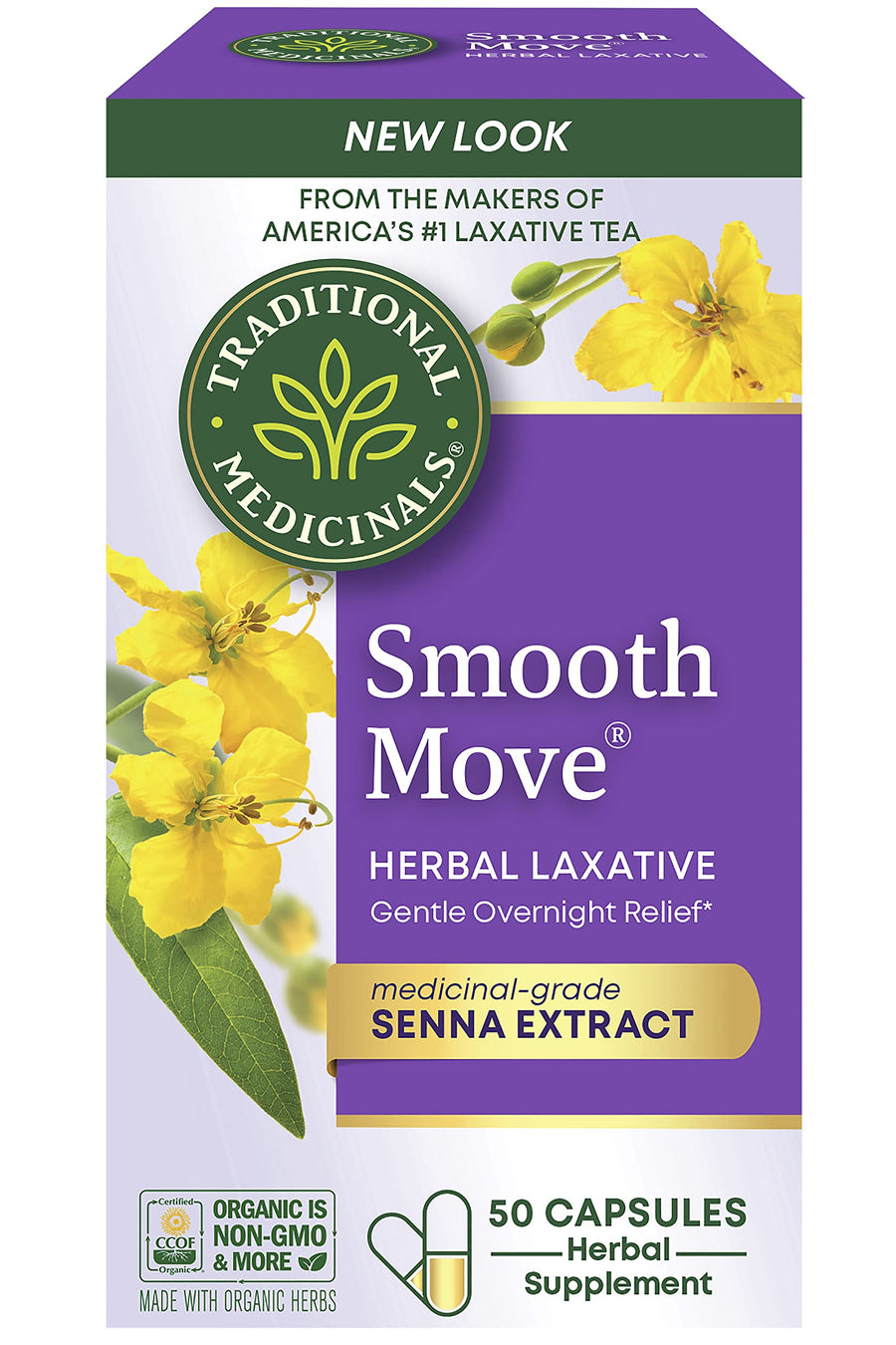 Traditional Medicinals Smooth Move Laxative Capsules, 50 Count