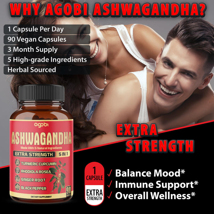 agobi Ashwagandha Supplement Capsules, 90 Count