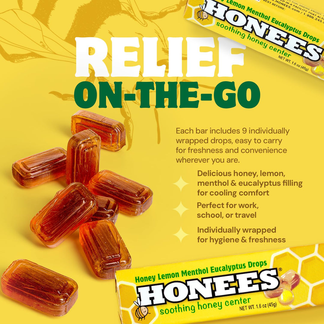 Honees Menthol Lemon Cough Drops, 9 Count