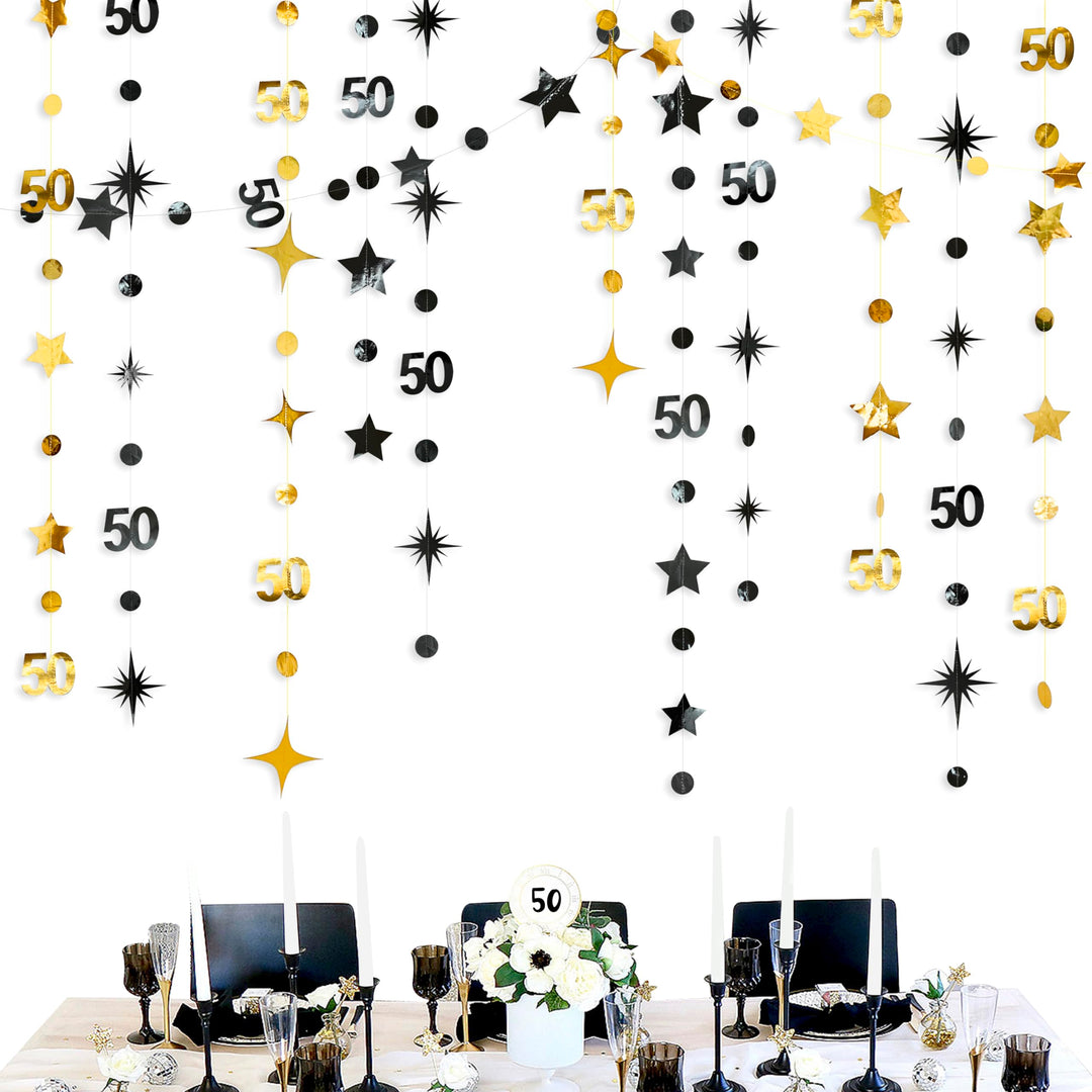 Pink Blume 50th Birthday Decorations, Black Gold, 50 Count