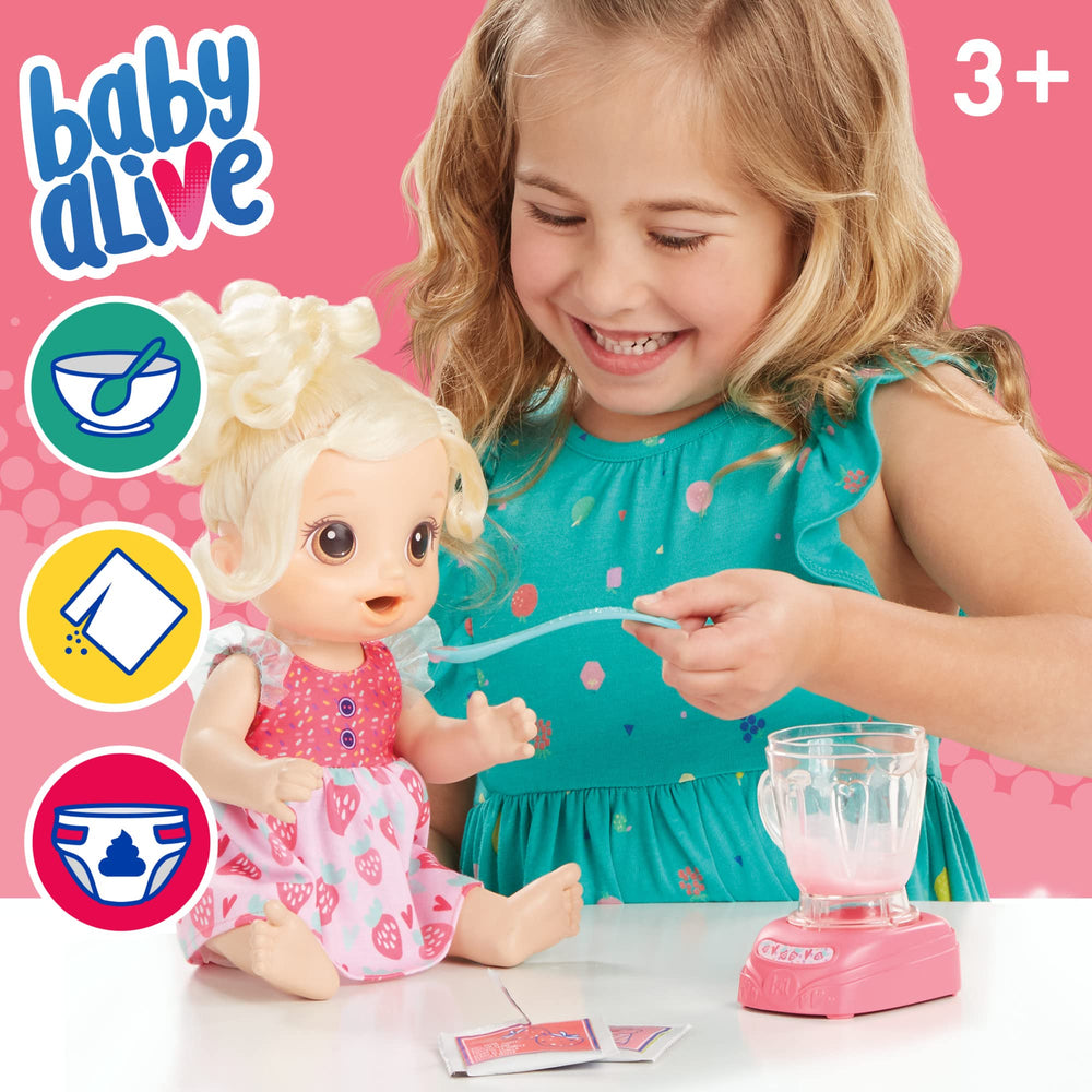 Baby Alive Magical Mixer Doll, Strawberry Shake, Blonde Hair