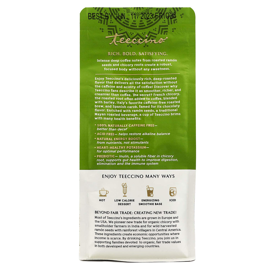Teeccino Dark Roast Chicory Herbal Coffee, Caffeine Free, 11 oz