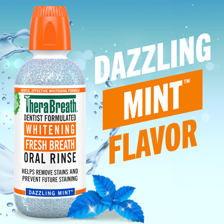 TheraBreath Whitening Mouthwash, Dazzling Mint, 16 oz, Pack of 2