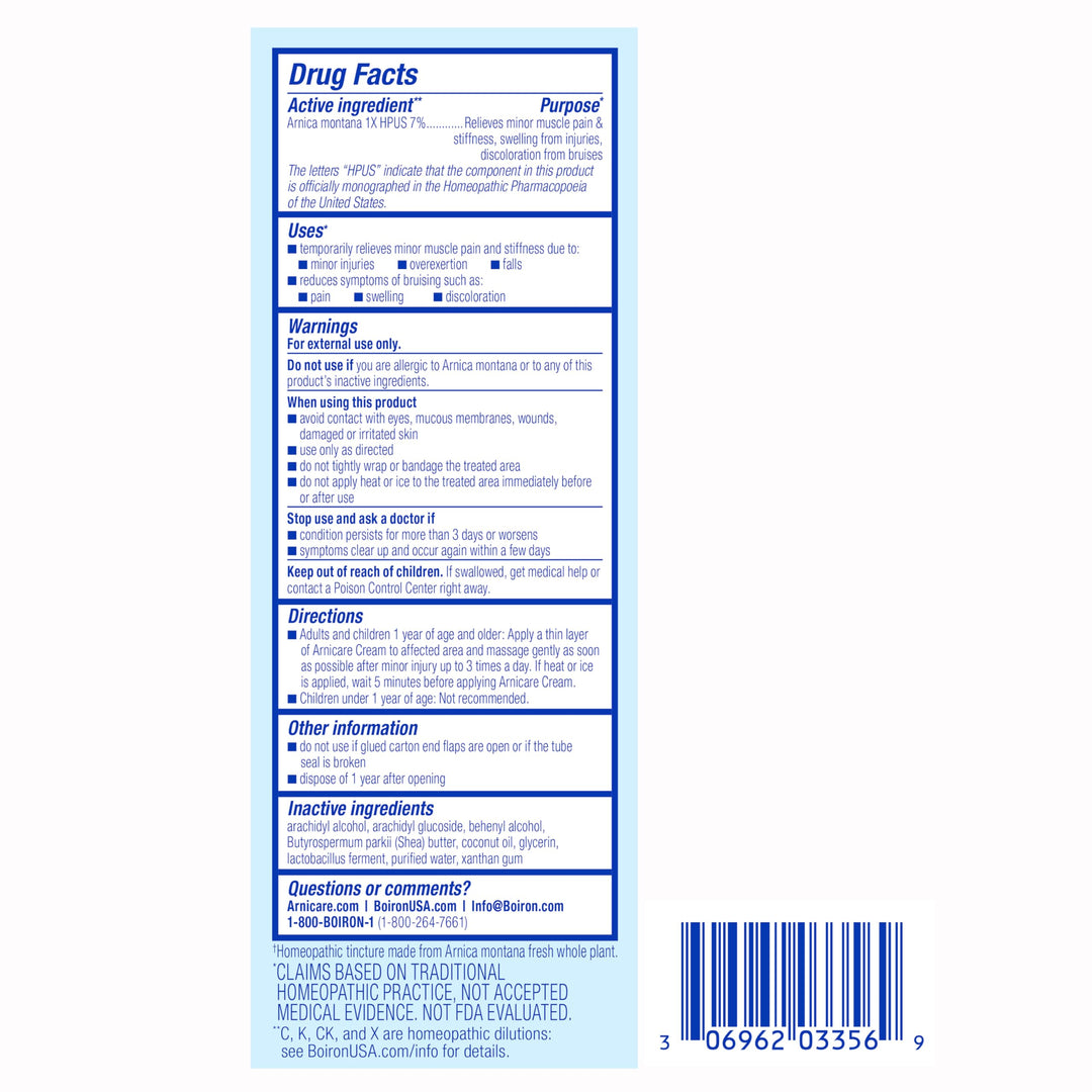 Boiron Arnicare Cream, Fragrance-Free, 2.5 oz