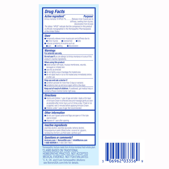 Boiron Arnicare Cream, Fragrance-Free, 2.5 oz