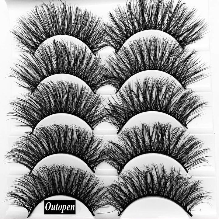 outopen 3D Mink False Eyelashes, Q1, 5 Count