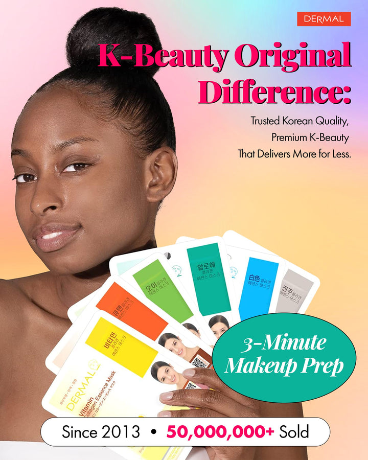 DERMAL Collagen Essence Full Face Facial Mask Sheet, 39 Count, Pack of 39