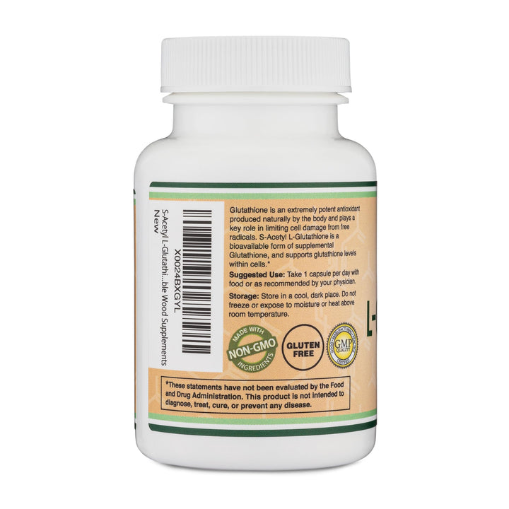 Double Wood Supplements S-Acetyl L-Glutathione Capsules, 100 mg, 60 Count