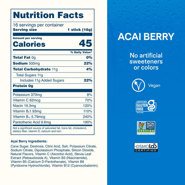 Liquid I.V. Hydration Multiplier Electrolyte Powder, Acai Berry, 16 Count