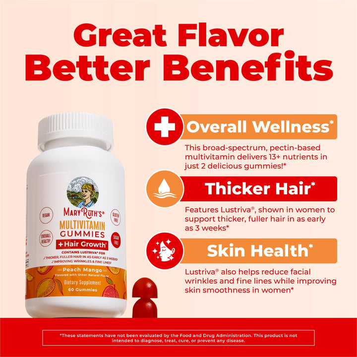 MARYRUTH'S Multivitamin Hair Growth Gummies, 30 Servings