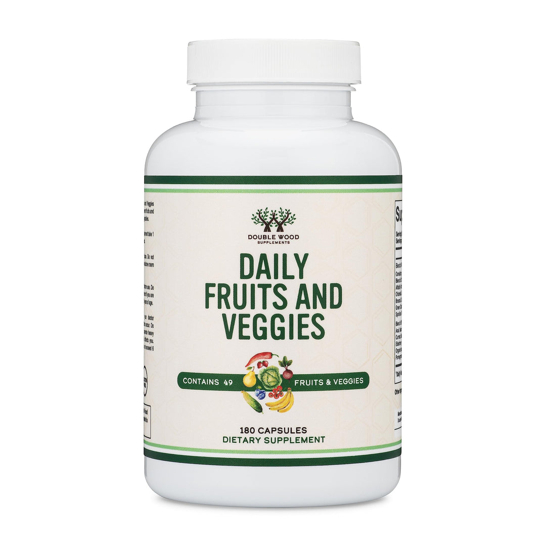 Double Wood Supplements Fruits & Veggies Capsules, 180 Count