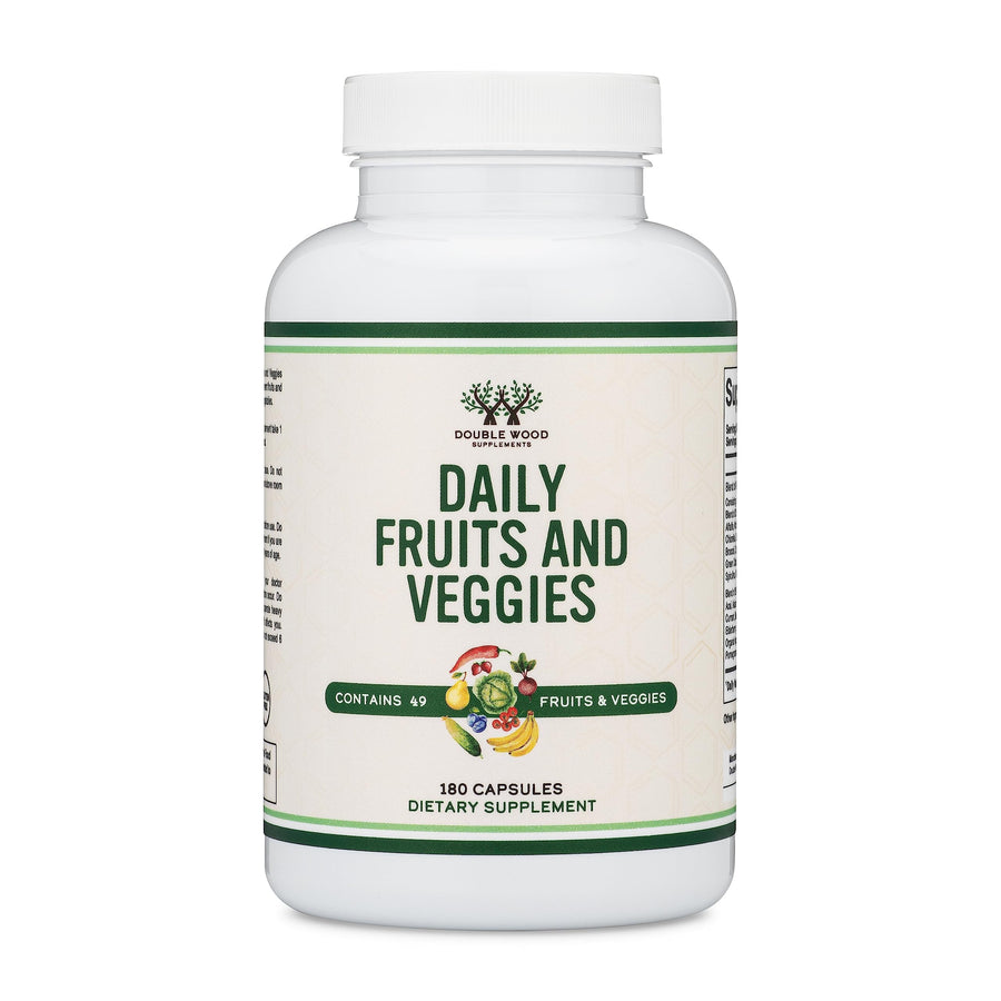 Double Wood Supplements Fruits & Veggies Capsules, 180 Count
