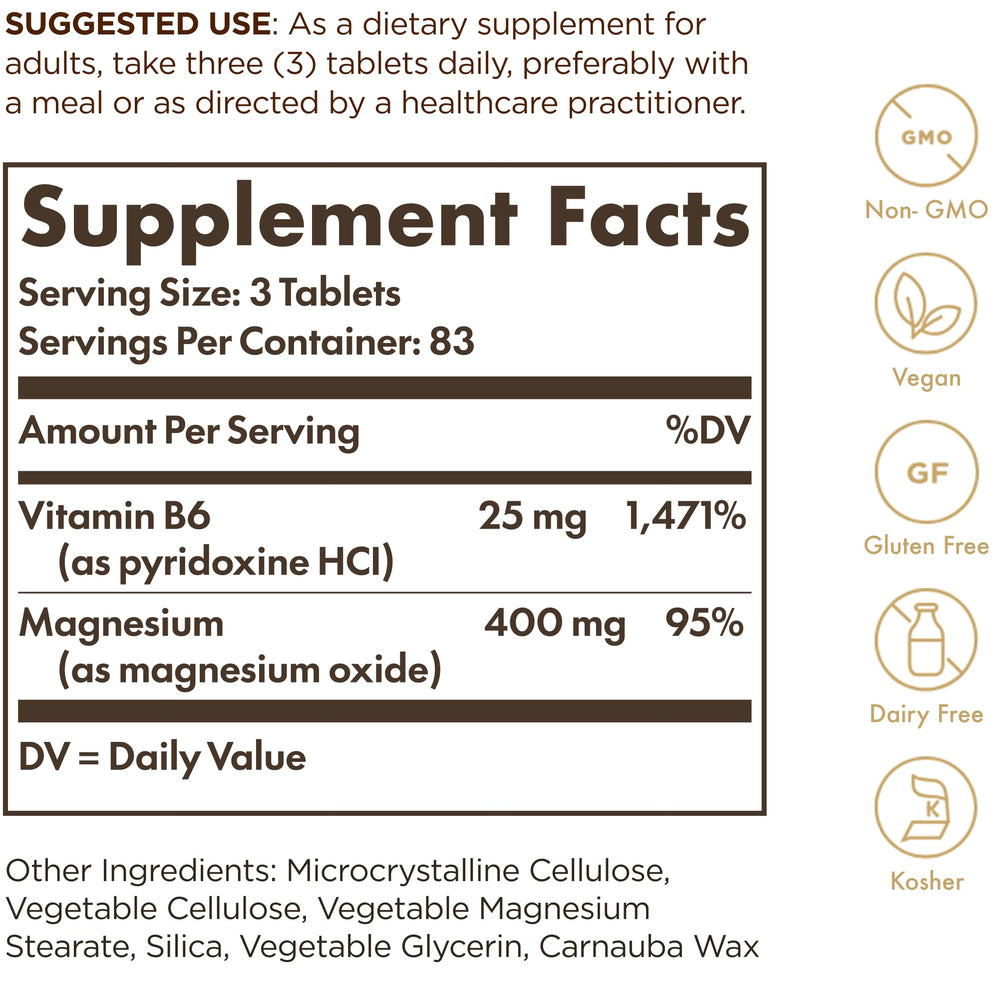 Solgar Magnesium With Vitamin B6, 250 Count