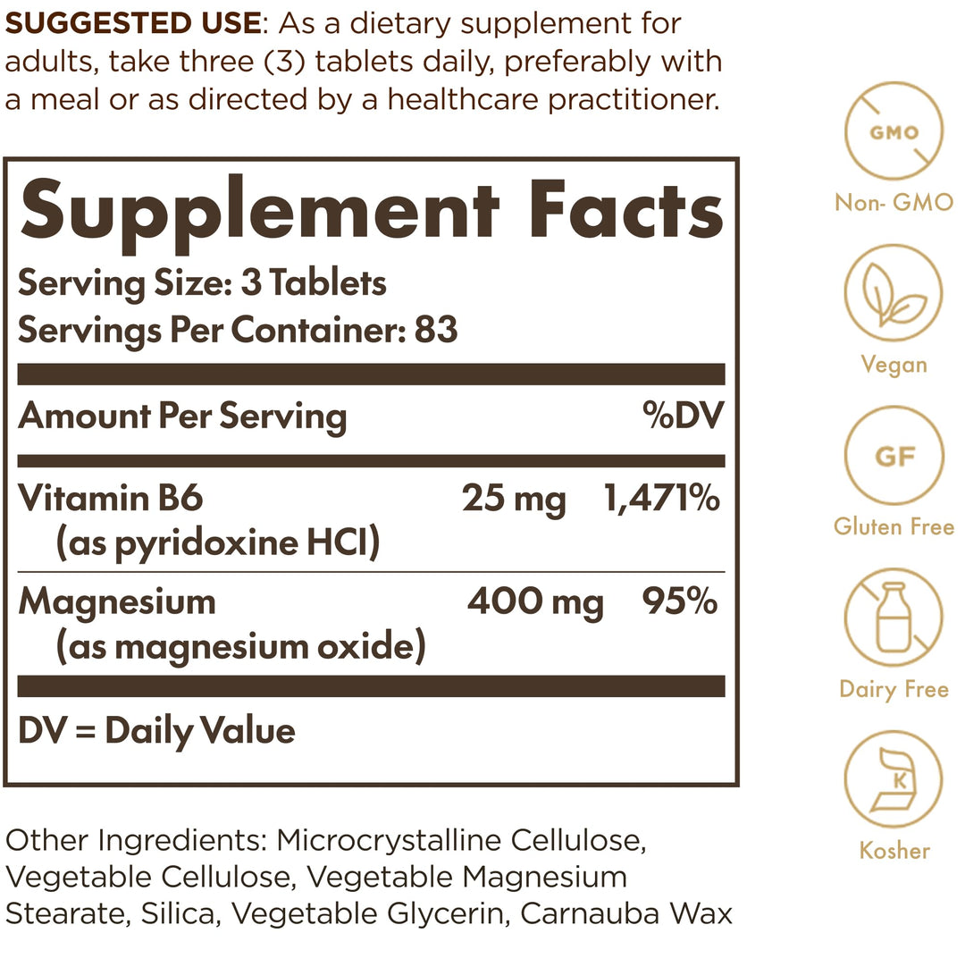 Solgar Magnesium With Vitamin B6, 250 Count