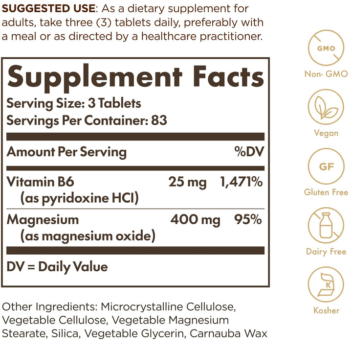 Solgar Magnesium With Vitamin B6, 250 Count