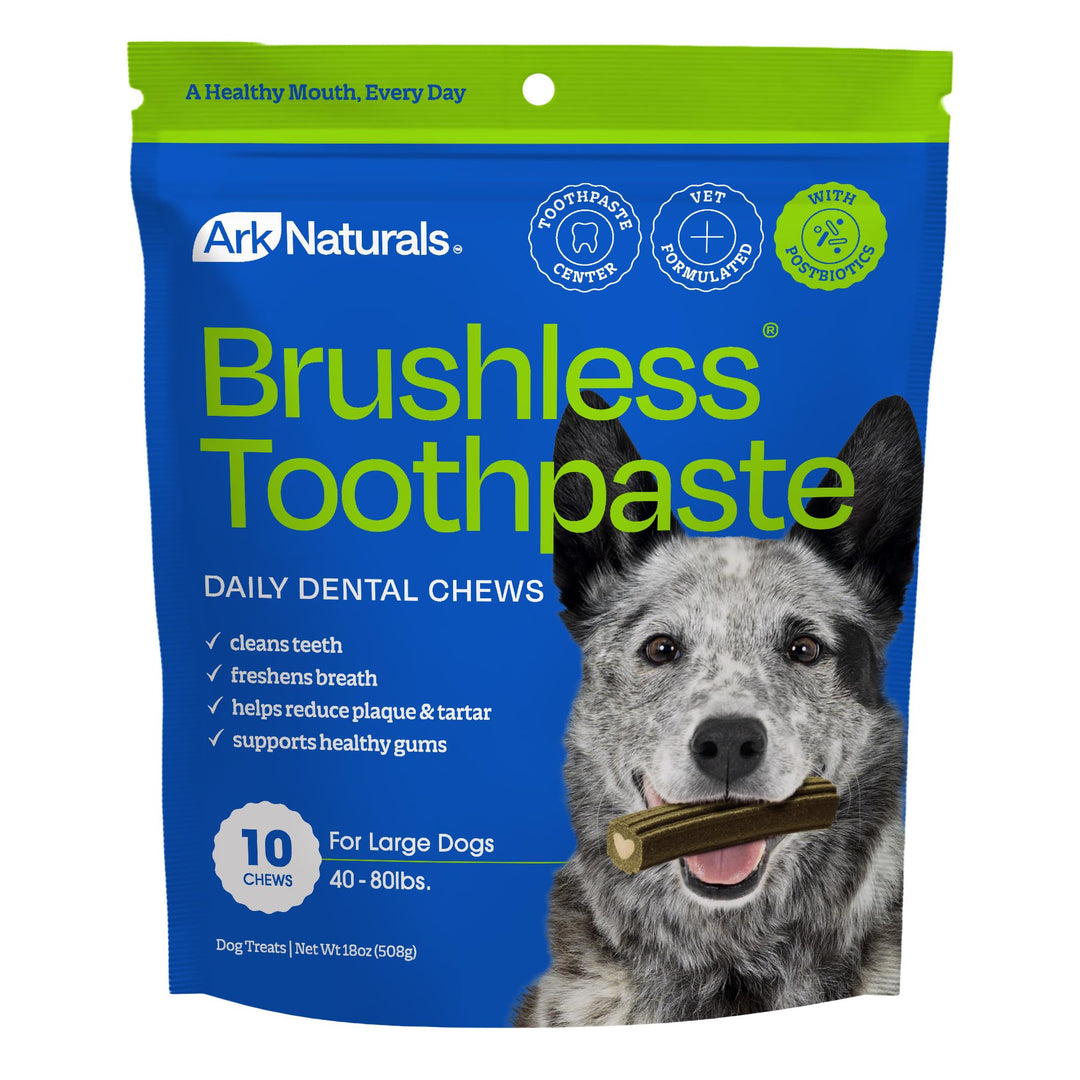 Ark Naturals Brushless Toothpaste Dog Dental Treats, Large Breeds, 10 Count