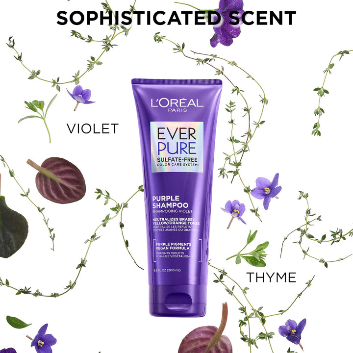L'OREAL PARIS EverPure Brass Toning Purple Shampoo And Conditioner, 6.8 fl oz, Pack of 2