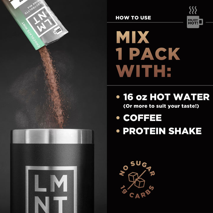 Drink LMNT Hot Chocolate Or Coffee Mixer, Chocolate Medley, 12 Count