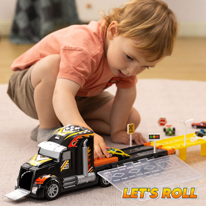 JOYIN 3 Layer Foldable Track Carrier Truck Set, 12 Count