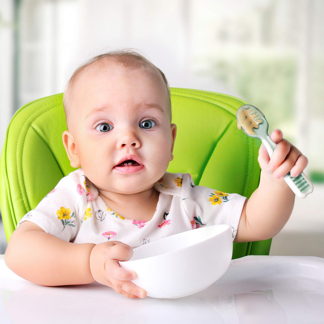 NumNum Baby Spoons Self Feeding, Gray/Green, 2 Count