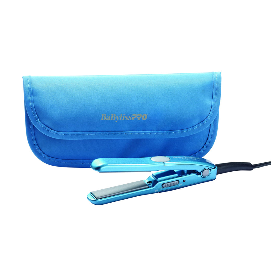 BaBylissPRO Nano Titanium Mini Straightening Iron, Blue, 0.5 in
