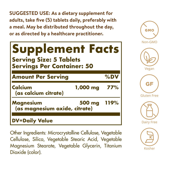 Solgar Calcium Magnesium Citrate, 250 Count