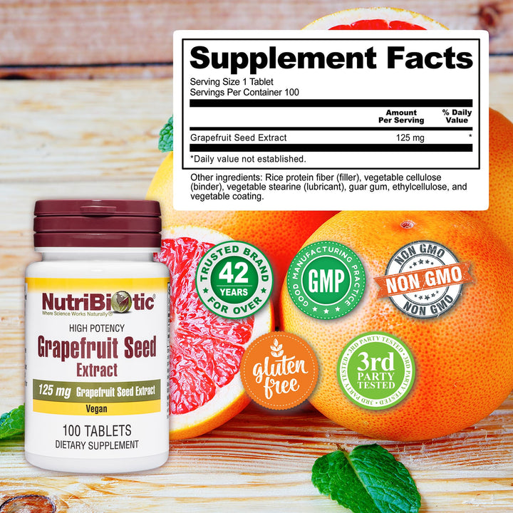 NutriBiotic Grapefruit Seed Extract, 125 mg, 100 Count