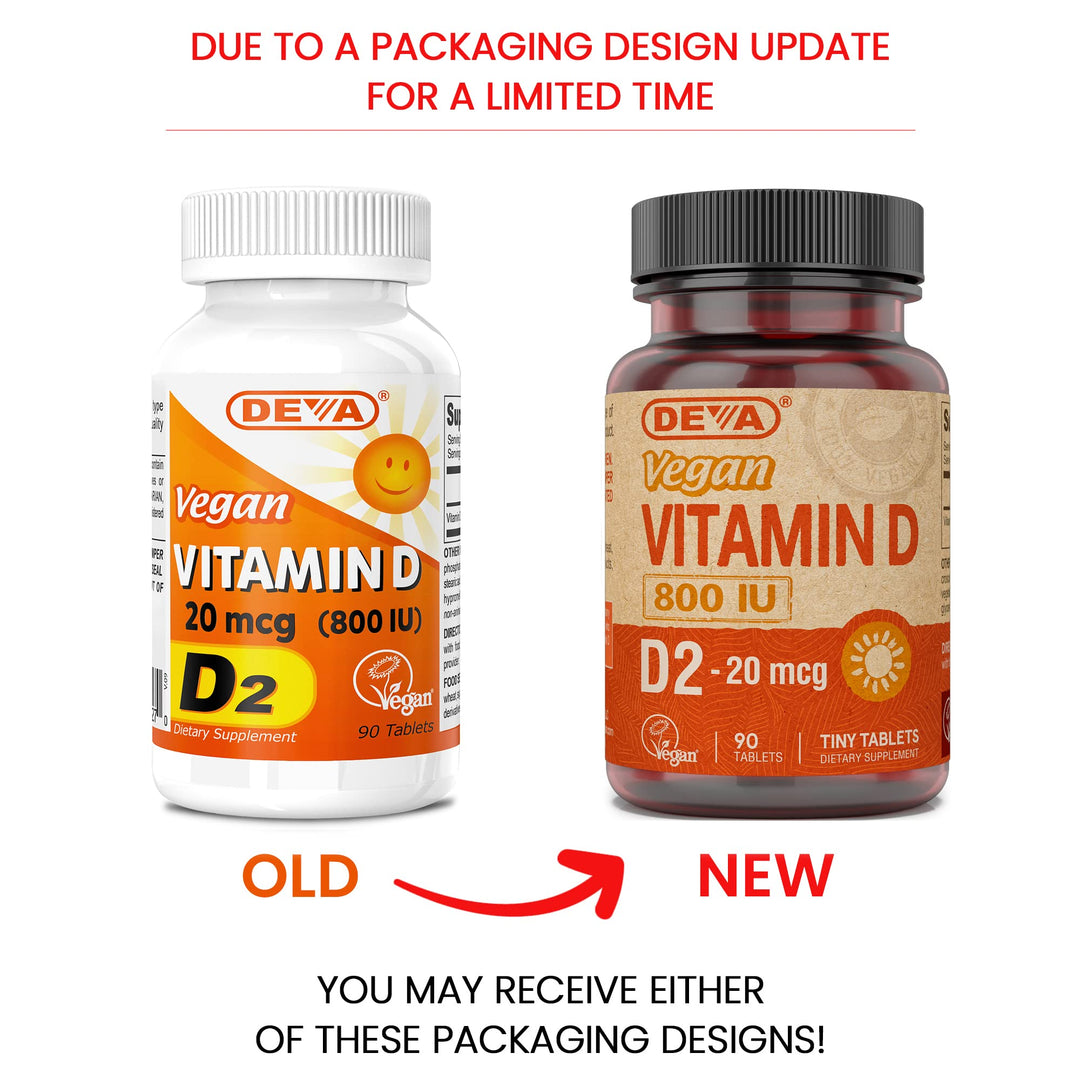 Deva Vegan Vitamin D2, 800 IU, 90 Count