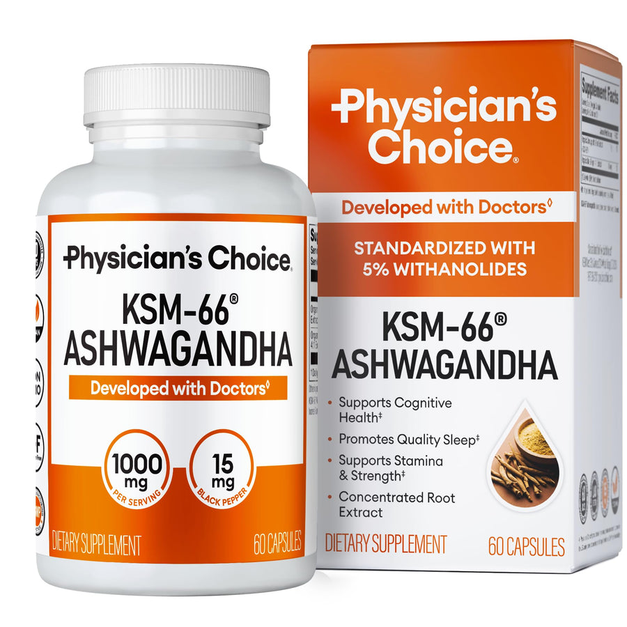 Physician's CHOICE Ashwagandha Root Extract Capsules, 1000 mg, 60 Count