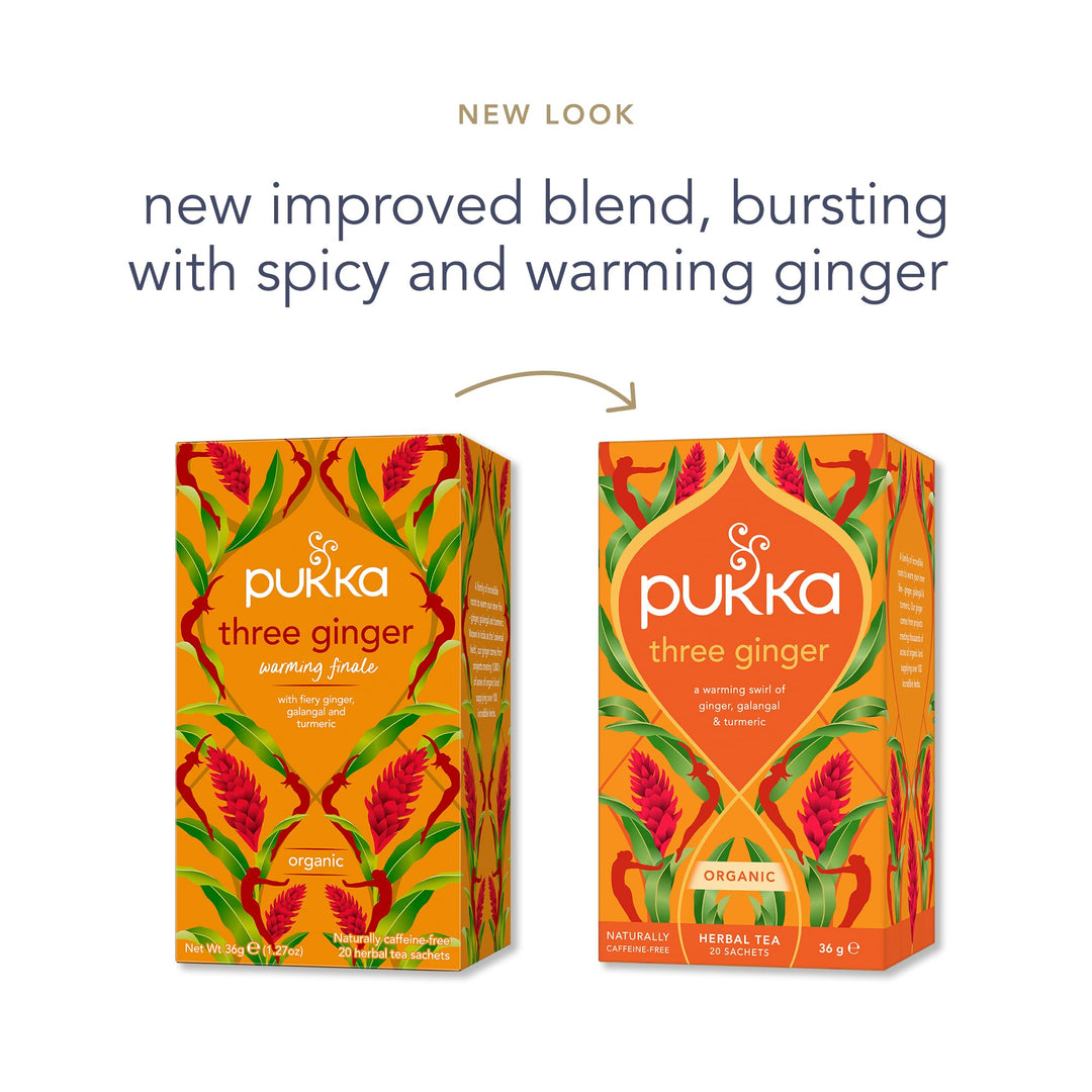 Pukka Three Ginger Organic Herbal Tea, 20 Count