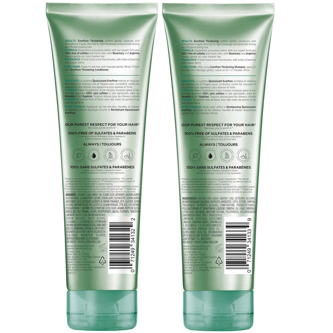 L'OREAL PARIS EverStrong Thickening Sulfate Free Shampoo and Conditioner Kit, 8.5 fl oz
