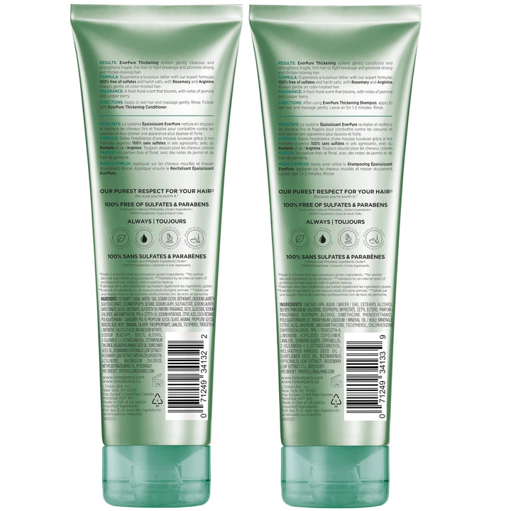 L'OREAL PARIS EverStrong Thickening Sulfate Free Shampoo and Conditioner Kit, 8.5 fl oz