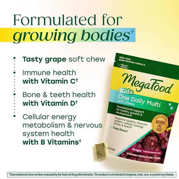 Megafood Kids One Daily Multivitamin Soft Chews, Grape, 30 Count