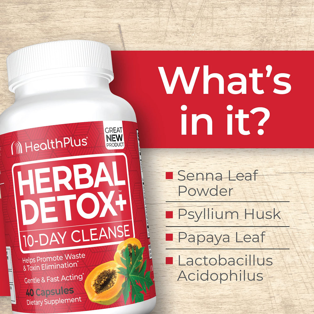Health Plus Herbal Detox+ Capsules, 40 Count