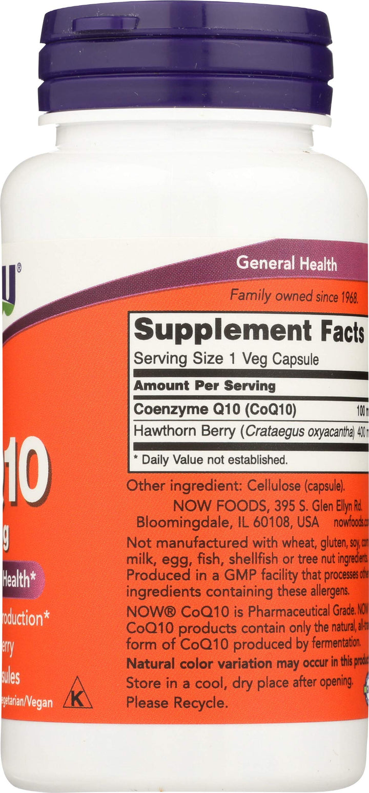 NOW Foods CoQ10 100 mg With Hawthorn Berry, 90 Count